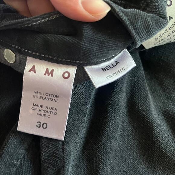 AMO | NWT Anthropologie Bella Slight Boot Cut High Rise Velveteen Pants Black 30 - Picture 10 of 12